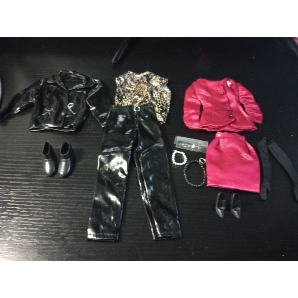 Vintage Barbie & Ken Doll Clothing Lot – Mikelman Pink Suit & Black Vinyl Ken...